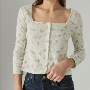 Lucky brand. Pointelle cardigan top.